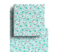 4 x Holly Green Christmas Wrapping Paper Sheets 70cmx50cm - Premium Recyclable Xmas Gift Wrap Designed & Made in the UK from 100% Recycled Paper