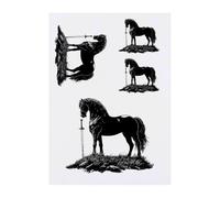 4 x 'Horse Silhouette Standing on Grass' Temporary Tattoos - Water Resistant, Skin-Safe, Non-Toxic Transfers, Mixed Sizes (TO00084636)