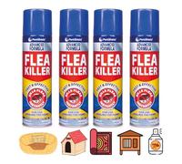 4 x Household Flea Spray for Home - 200ml, Instant Flea & Tick Spray, Fast-Acting Flea Treatment for Carpets, Soft Furnishings, Dog Beds, Kennels & Hutches, Professional Strength Pet Bedding Protector