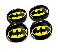 4 x Hub Caps 60 mm Diameter Wheel Centre Caps Rim Sticker Gel Emblem Dome for Car Rims Car Tuning Accessories Wheel Hub Caps DM006 (No. 18 Bat Black Yellow, Hub Cover Set)