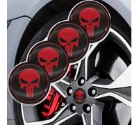 4 x Hub Caps Skull Punisher Sticker Wheel Caps Diameter 56 mm Emblem Red