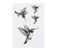4 x 'Hummingbird in Flight' Temporary Tattoos - Water Resistant, Skin-Safe, Non-Toxic Transfers, Mixed Sizes (TO00082186)