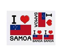 4 x 'I Love Samoa' Temporary Tattoos - Water Resistant, Skin-Safe, Non-Toxic Transfers, Mixed Sizes (TO00047409)