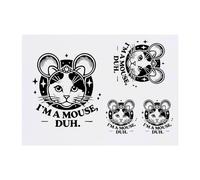 4 x 'I'm a Mouse Duh' Temporary Tattoos - Water Resistant, Skin-Safe, Non-Toxic Transfers, Mixed Sizes (TO00074090)