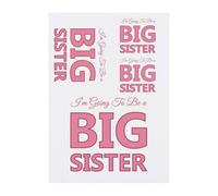 4 x 'Im Going To Be A BIG SISTER' Temporary Tattoos - Water Resistant, Skin-Safe, Non-Toxic Transfers, Mixed Sizes (TO00079982)