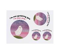 4 x 'I'm not ghosting you I'm just shy' Temporary Tattoos - Water Resistant, Skin-Safe, Non-Toxic Transfers, Mixed Sizes (TO00084266)