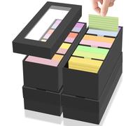 4 x Index Cards Box A7, Index Card Box Capacity 1000 Sheets, Flashcard Box for 74 x 105 mm Paper, 3 Removable Compartments, Black Vocabulary Box, Learning Box for Notes, School Supplies, Office, Home