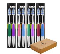 4 x Interdental Medium Toothbrush Twin Packs - Full Head Medium Bristles, Soft Rubber Grip, Deep Cleaning for Teeth & Gums, Daily Oral Enamel Dental Care