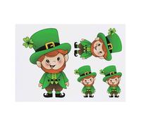 4 x 'Irish Leprechaun' Temporary Tattoos - Water Resistant, Skin-Safe, Non-Toxic Transfers, Mixed Sizes (TO00079896)