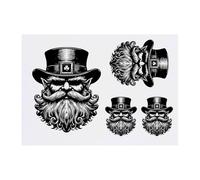 4 x 'Irish Leprechaun' Temporary Tattoos - Water Resistant, Skin-Safe, Non-Toxic Transfers, Mixed Sizes (TO00080314)