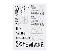 4 x 'It's Wine O'clock Somewhere' Temporary Tattoos - Water Resistant, Skin-Safe, Non-Toxic Transfers, Mixed Sizes (TO00080986)