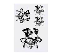 4 x 'Jack Russell Holding Dog Leash' Temporary Tattoos - Water Resistant, Skin-Safe, Non-Toxic Transfers, Mixed Sizes (TO00085300)