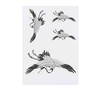4 x 'Japanese Crane Bird' Temporary Tattoos - Water Resistant, Skin-Safe, Non-Toxic Transfers, Mixed Sizes (TO00076134)