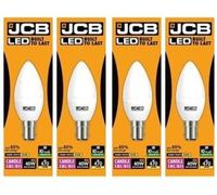 4 X JCB 6w = 40w LED Opal Candles - 3000k - Warm White (6w = 40w, Small Bayonet Cap (SBC) [Energy Class A+]