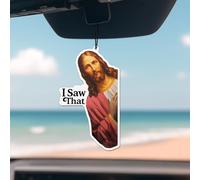 4 x Jesus I Saw That Car Air Freshener, Faith Based Gift, Christian Gift For Her Him, Funny Catholic Gift, Christmas Car Accessories, Jesus Meme Gifts, Exchange White Elephant, Pack of 4 Scents, 3.5"