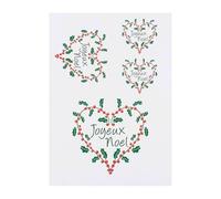 4 x 'Joyeux Noel Heart' Temporary Tattoos - Water Resistant, Skin-Safe, Non-Toxic Transfers, Mixed Sizes (TO00079576)