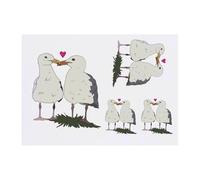 4 x 'Kissing Seagulls ' Temporary Tattoos - Water Resistant, Skin-Safe, Non-Toxic Transfers, Mixed Sizes (TO00077090)