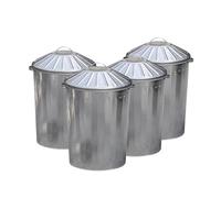 4 x Large 90L Litre Galvanised Steel Metal Bin - Ideal for Animal Feed/Storage/Rubbish/Dustbin