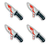 4 x Large Bloody Knife Stickers 100 mm for Criminal Defense, Courts and Law Faculty