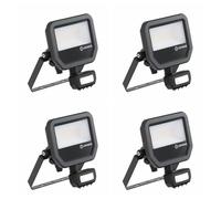 4 x Ledvance 309526 LED Floodlights 17W 4000K With PIR Sensor - Black