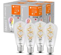4 x Ledvance LED Smart+ Filament Edison ST64 4,5W=30W E27 Clear Smart WiFi