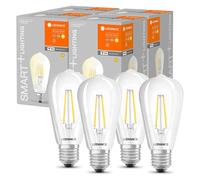 4 X Ledvance Smart+ Filament Edison ST64 6W=60W E27 Warm Dimmable App Wifi