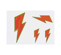 4 x 'Lightning Bolt Drawing Pop Art Colorful Red' Temporary Tattoos - Water Resistant, Skin-Safe, Non-Toxic Transfers, Mixed Sizes (TO00061446)