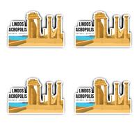 4 x Lindos Acropolis Rhodes Greece Vinyl Sticker Travel Keepsake 75mm