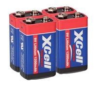 4 x Lithium Battery 9 Volt Block 1200 mAh, 9 V E-Block (U9VL, CR-9V, 6LR61) 10 Year Battery Ideal for e.g. Smoke Detectors, Fire Detectors, Measuring Devices, Microphones and Much More AKKUman Set (4