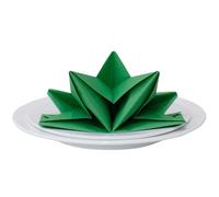 4 x Luxury Folded Green Napkins. Disposable Linen Feel Soft 3 Ply Paper Star Serviettes. Dinner Party Wedding Table Restaurant Large Elegant Stylish 40 x 60cm (16 x 24 inch)