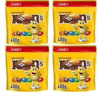 4 x M & M Peanut Milk Chocolate Sharing Pouch 400g | Family Size Maxi Bag |Perfect for christmas