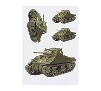 4 x 'M4 Sherman Tank' Temporary Tattoos - Water Resistant, Skin-Safe, Non-Toxic Transfers, Mixed Sizes (TO00037073)
