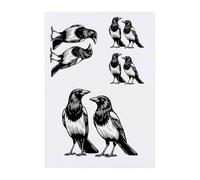 4 x 'Magpie Couple' Temporary Tattoos - Water Resistant, Skin-Safe, Non-Toxic Transfers, Mixed Sizes (TO00085328)
