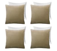 4 x Matte Velvet Cushion Covers Soft Plain Zip OHS Green 45cm x 45cm
