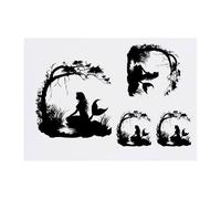 4 x 'Mermaid Silhouette with Tree' Temporary Tattoos - Water Resistant, Skin-Safe, Non-Toxic Transfers, Mixed Sizes (TO00074544)
