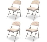 (4 x Metal Folding Chair) 4/6FT CATERING CAMPING HEAVY DUTY FOLDING TRESTLE TABLE PICNIC BBQ PARTY CHAIRS