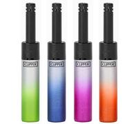 4 x Mini Tube Clipper Lighter SILVER GRADIENT Design Set, Refillable Gas Lighters, Long Nose, Rare Limited Edition