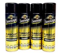 4 x Mix Bundle New Scents Sovereign Car Home Office Gym Turbojet Air Sanitiser Freshener Spray