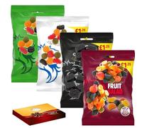 4 x Mixed Gum Sweet Bag with Gift Box (V) - Midget Gems, Liquorice Gums, Football Gum, Fruit Salad Sweets Bag 150g