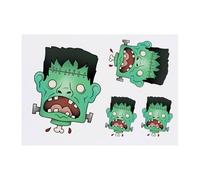 4 x 'Monster Head' Temporary Tattoos - Water Resistant, Skin-Safe, Non-Toxic Transfers, Mixed Sizes (TO00083316)