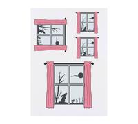 4 x 'Moon Gazing Hare Through Window' Temporary Tattoos - Water Resistant, Skin-Safe, Non-Toxic Transfers, Mixed Sizes (TO00082198)