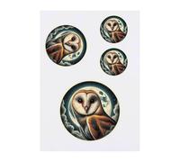 4 x 'Moonlight Barn Owl' Temporary Tattoos - Water Resistant, Skin-Safe, Non-Toxic Transfers, Mixed Sizes (TO00081698)