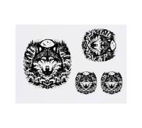 4 x 'Moonlight Wolf' Temporary Tattoos - Water Resistant, Skin-Safe, Non-Toxic Transfers, Mixed Sizes (TO00074140)