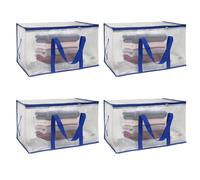 4 x Moving Bags with Zip, Storage Bag with Handle, Transparent Moving Boxes, Waterproof, Thickened, Foldable, for Drawer, Cupboard, Place Moving