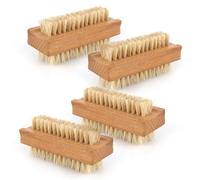 4 x Nail Brush Wood Solid Strong Bristles Nail Cleaning Brush Hand Wash Brush Wood Brush Natural Bristles Beech Wood Finger Brush Care Brush Hand Brush