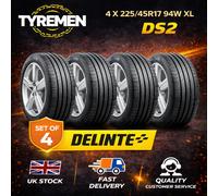 4 X New 225/45R17 94W DELINTE 2254517 225 45 17 HIGH PERFORMANCE M+S B ️ + B⛽
