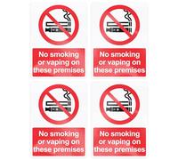 4 x No Smoking Signs For Premises - Self Adhesive No Smoking or Vaping Stickers, Laminated, UV Resistant 160mm x 120mm Anti-Fading Durable Vinyl, Prohibition Warning Sign for Businesses
