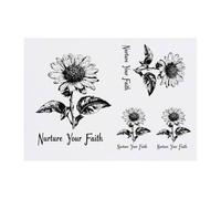 4 x 'Nurture Your Faith Daisy Flower' Temporary Tattoos - Water Resistant, Skin-Safe, Non-Toxic Transfers, Mixed Sizes (TO00076748)