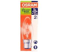 4 x OSRAM Classic Eco Superstar 46W (=60W) Candle BC B22 B22d Halogen Energy Saving Light Bulbs, Bayonet Cap, Dimmable Lamps, 700 Lumen, Mains 240V