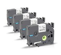 4 x P PUTY Tape Compatible with Brother Labelling Device Bands P Touch Band TZe Label Tape TZ Tape 12 mm 0.47 as Replacement for Brother P-Touch 12 mm Tze Label Tape for PT-H105 PT-P300BT PT-H107B